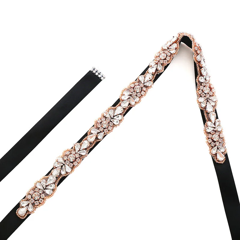 JLZXSY Thin Crystal Belt Rhinestone Bridal Sash for Bride Gown Wedding Dresses Accessories (Silver Gold Rose Gold) | Аксессуары для