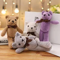 18cm bear stuffed plush toys baby cute dress key pendant keychain dolls gifts birthday wedding party decor 1pcs