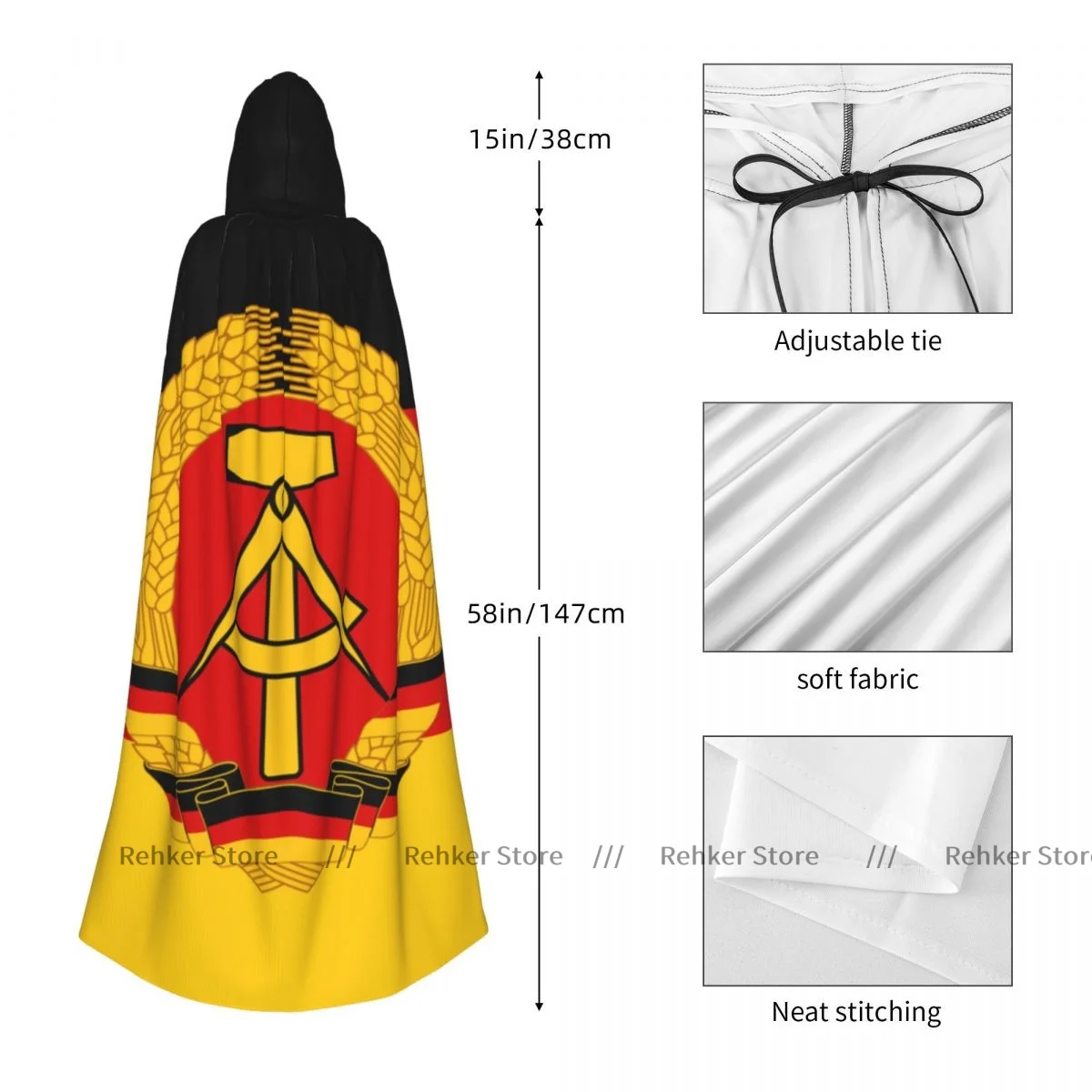 Взрослый женский халат с капюшоном и флагом немецкий накидка на Хэллоуин Полная