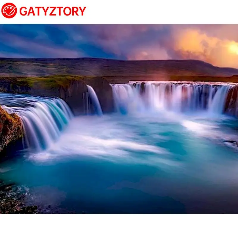 

GATYZTORY Oil Painting By Numbers Waterfall Diy Frame Pictures By Numbers Painting Numbers Landscape Artwork Home Decor 60x75cm
