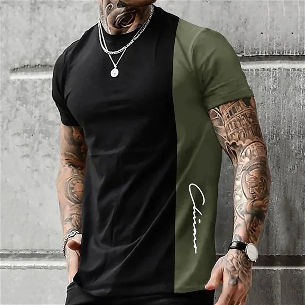 

Men's Street T-shirt Vintage Tee Summer Male 3d Stripe Print Short Sleeve Tops Everyday T Shirt Oversized Clothing Shirt Man 5xl