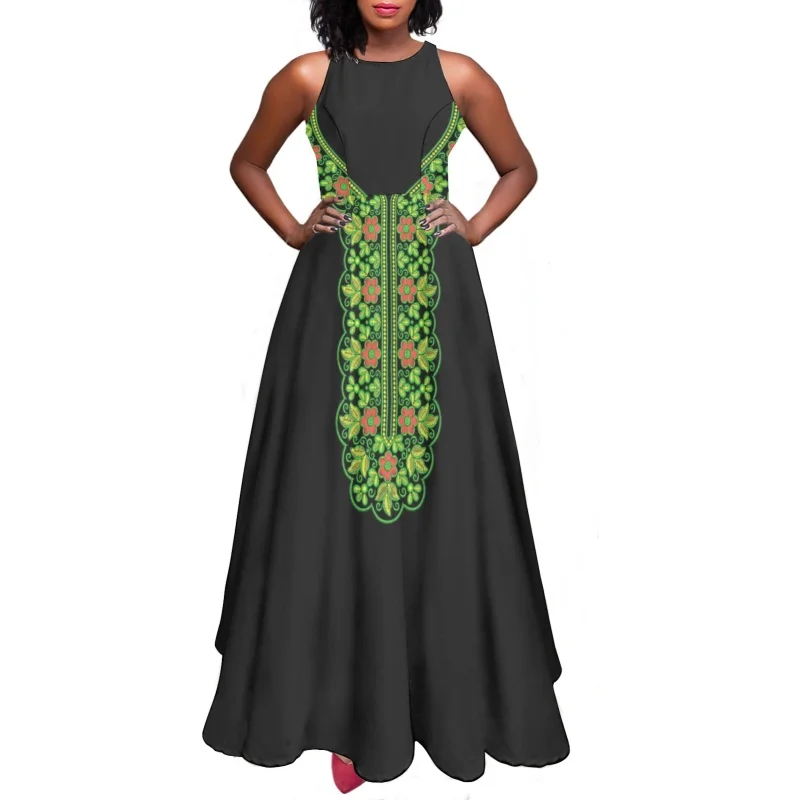 

Стильные женские Расклешенные платья с карманами, винтажное женское повседневное платье в стиле пэчворк, женское длинное платье без рукаво...