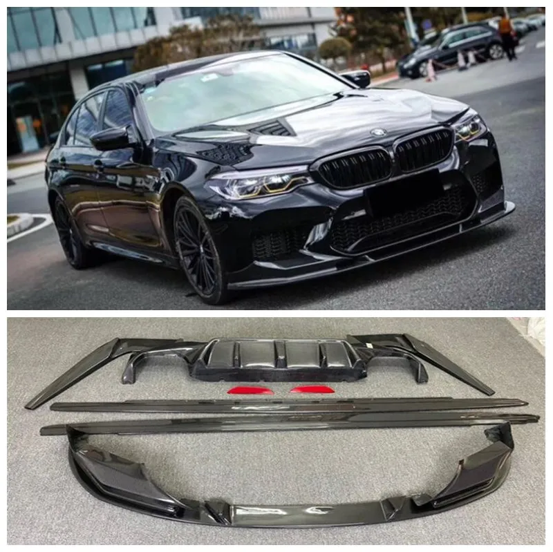 

For BMW 5 Series G30 G38 2018-2022 Real Carbon Fiber Bumper Front Lip Splitters +Rear Diffuser+Spoilers + Side skirts Cover