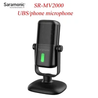 saramonic sr mv2000 usb c mobile phone universal desk microphone mic recording real time play back monitor type c