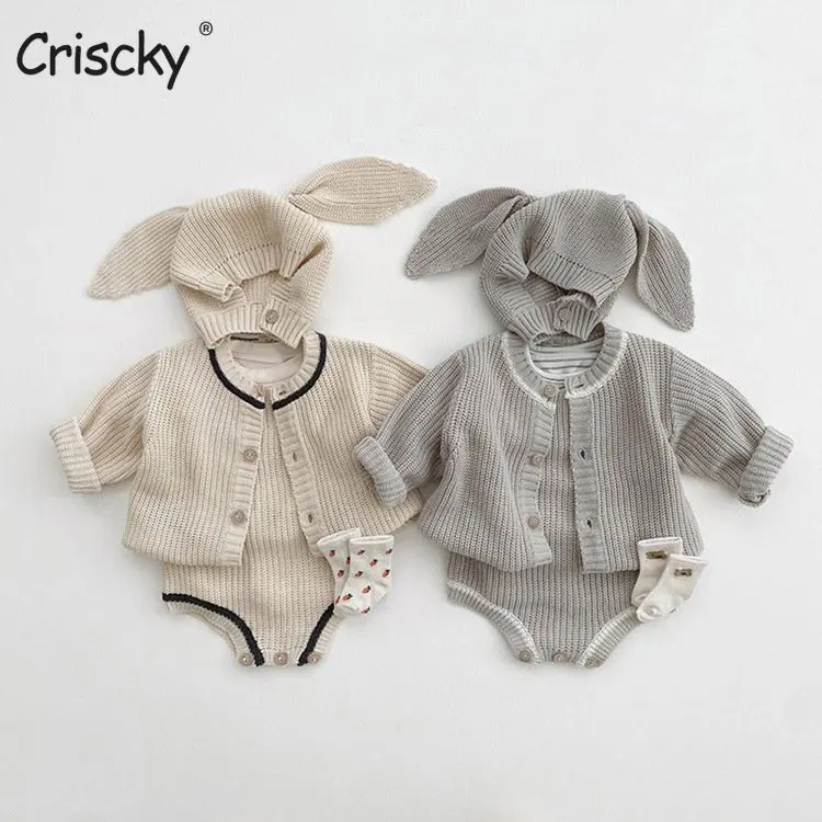 

Criscky Baby Girls Knitted Sweater 2022 Winter Autumn Wear Long Sleeve Warm Solid Jumpsuit Kids Toddler Knitted Sweater Top