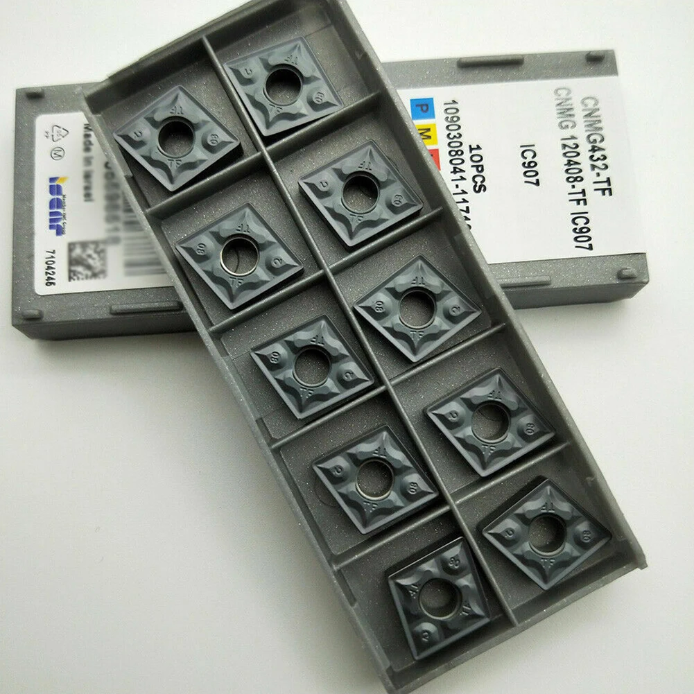 

CNC Turning Inserts Industrial 10 Pcs CNMG120408-TF IC907 Carbide High Grip Strength Internal Turning Tool Brand New
