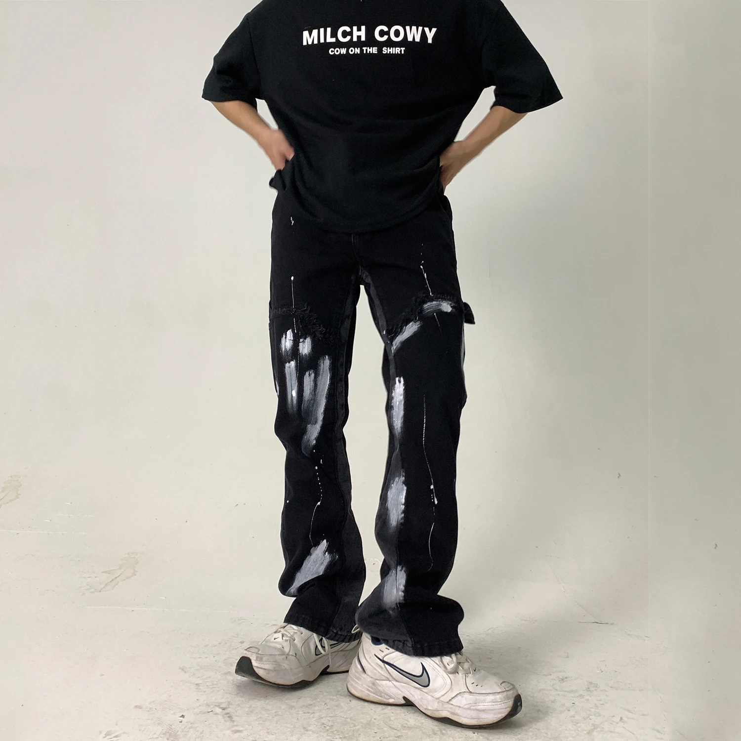 Four Seasons Men's Jeans Patchwork Hip Hop Style Slim Pants Brand Men's Retro Jeans Men Streetwear Y2K Jeans Ins Hot Sale JEANS