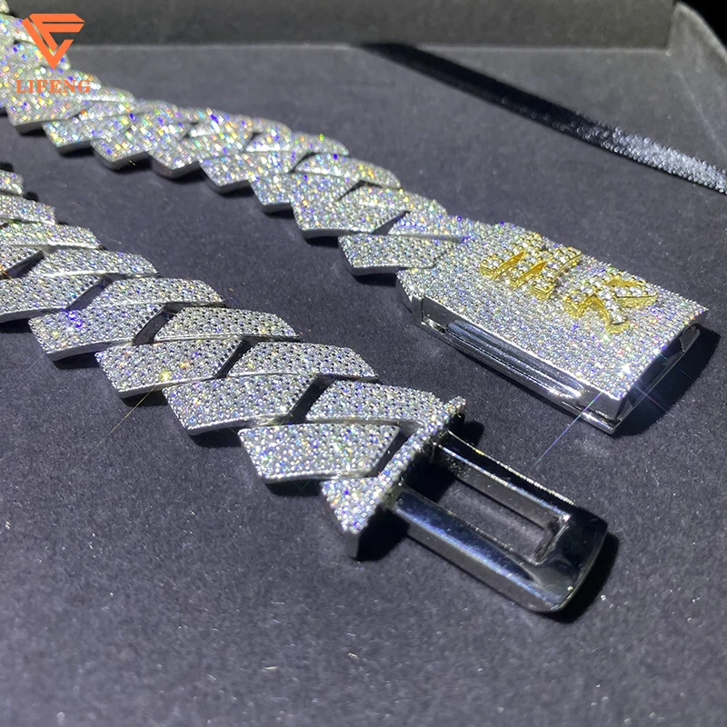 24 мм 4-рядная кубинская цепочка в стиле хип-хоп белая стерлинговое серебро 925