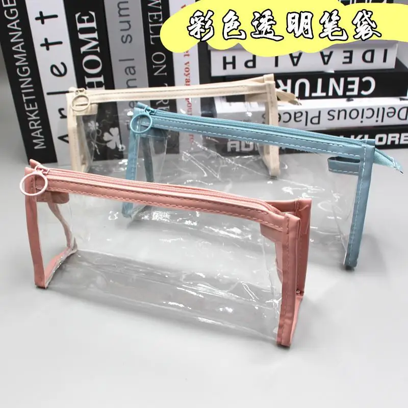 

Simple Cartoon Pencil Bag Color Transparent Pvc Large Capacity Bag