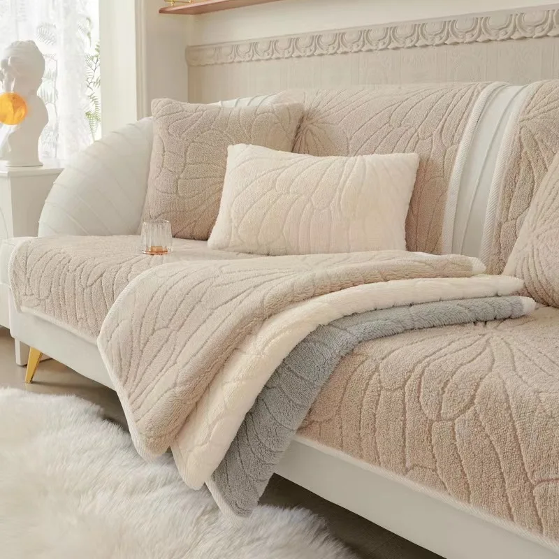 Thickened Jacquard Cotton Wool Slipcover Seat Couch Cover Sofa Protector