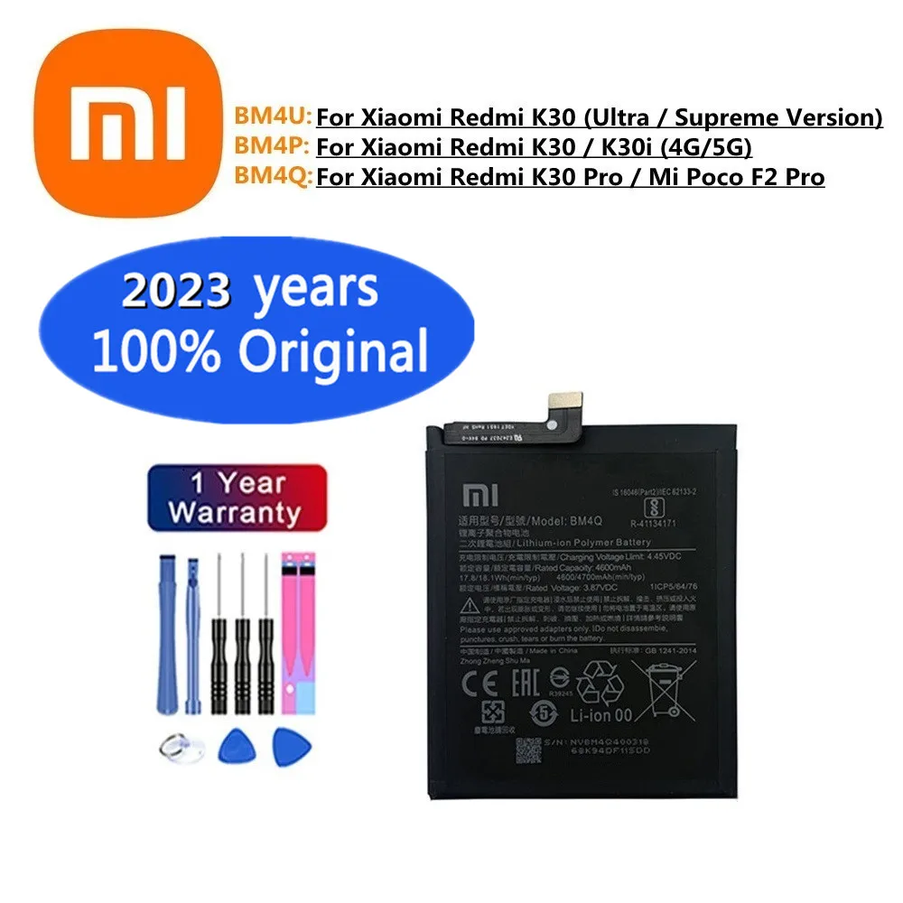 

2023 Years BM4U BM4P BM4Q Original Battery For Xiaomi Redmi K30 Ultra Supreme Version / K30i (4G 5G) / K30 Pro / Mi Poco F2 Pro