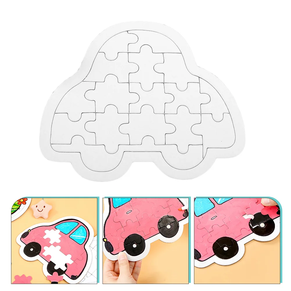 

Blank Puzzle Puzzles Diy Jigsaw Kids Car Shaped Unfinished White Graffiti Cartoon Paintingparty Favor Gifts