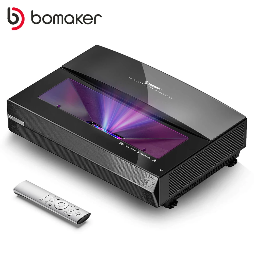 BOMAKER Laser Projector TV 4K 2500ANSI Lumens 3840*2160P 150Inch HDR10 3GB+32GB ALPD3.0 Android WIFI Home Theater System Beamer