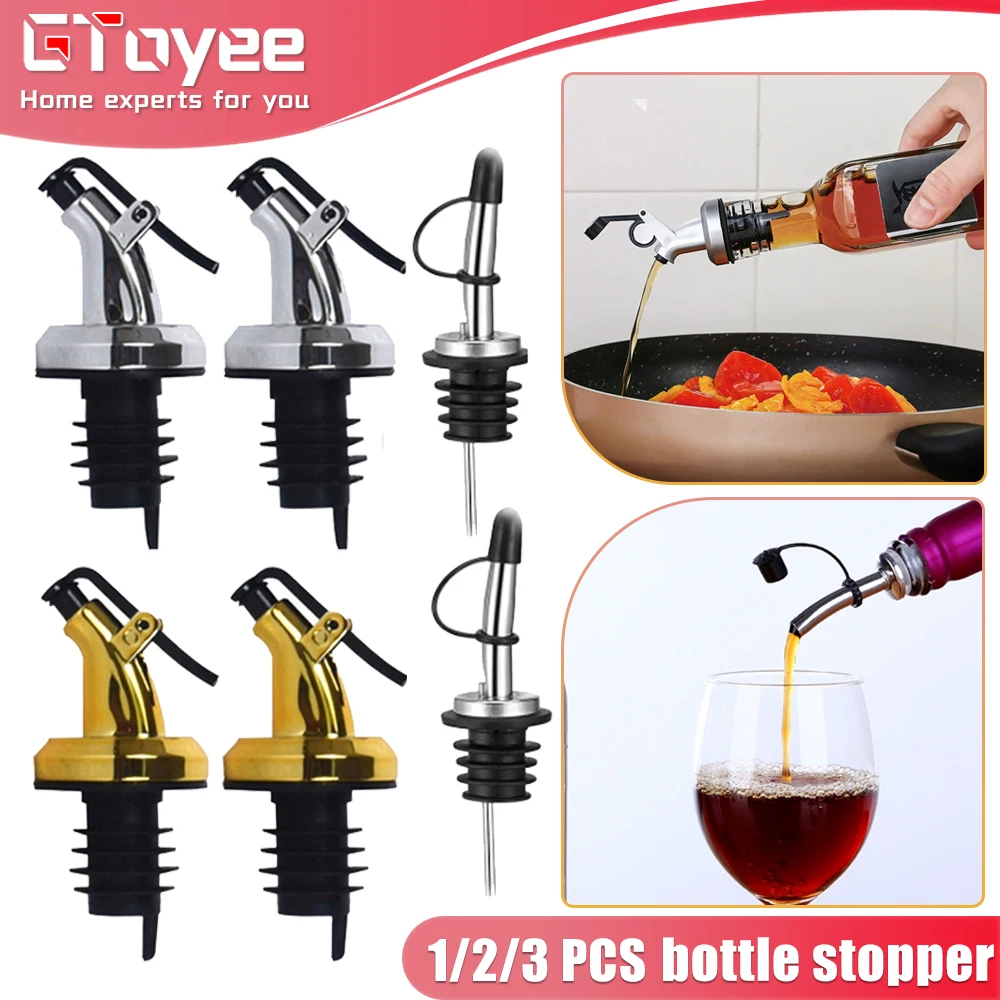 1/2/3PCS Oil Bottle Stopper Lock Plug Seal Leak-proof Food Grade Rubber Nozzle Sprayer Liquor Dispenser Wine Pourer Kitchen