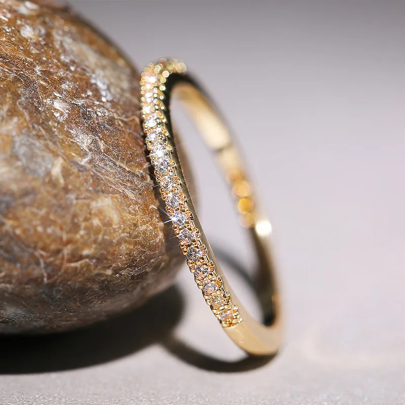 

New 2023 Minimalist Thin Rings for Women Wedding Brilliant Cubic Zircon High Quality Versatile Female Finger Ring Jewelry