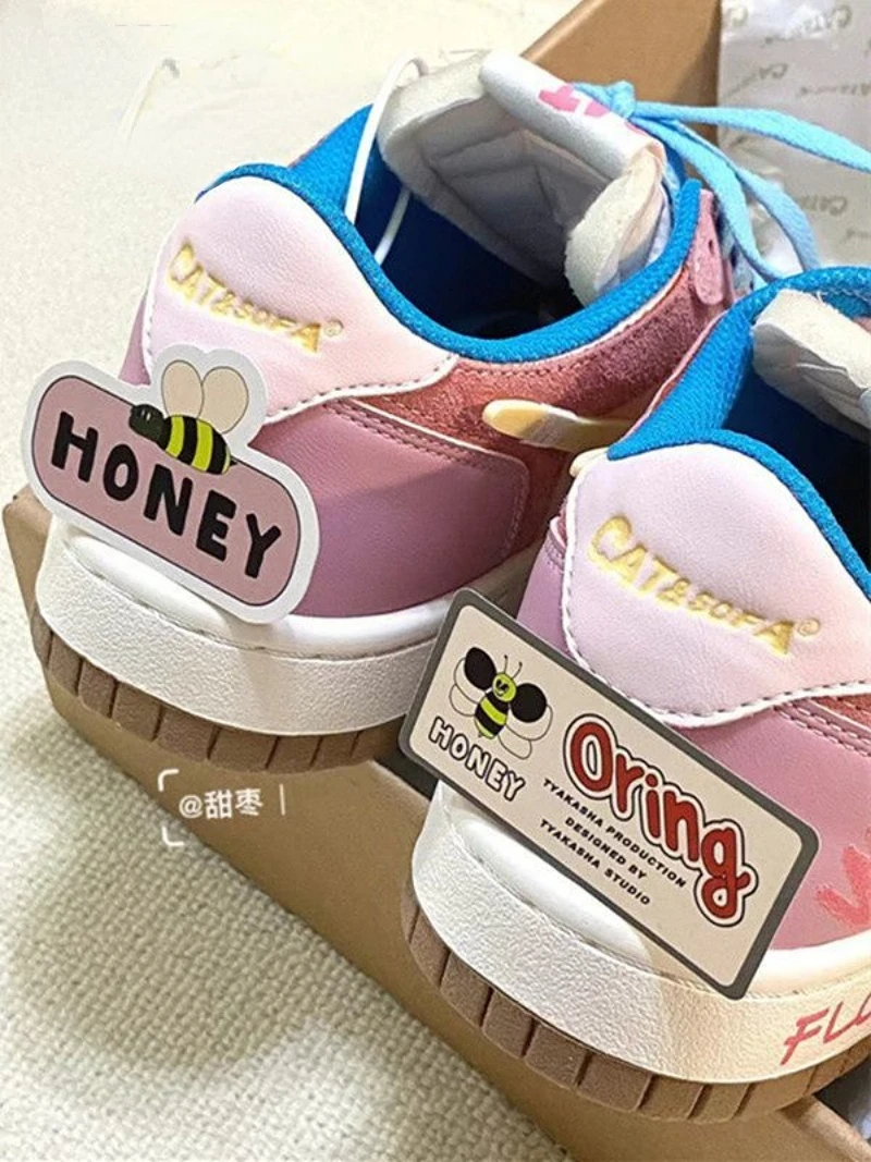 SHANPA Love Sunflower Skateboard Shoes for Women Ins Trendy Shoes All-match Student Sports Leisure Skate Shoes Zapatillas Mujer