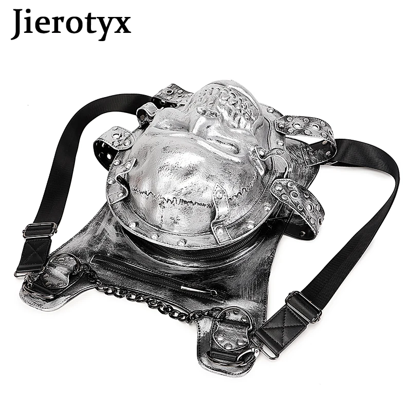 Рюкзак JIEROTYX с 3D стерео черепом, рюкзак из ПУ кожи, водонепроницаемый силиконовый рюкзак с рельефным изображением головы призрака, дорожные сумки для женщин с пряжкой (art.: 3920bfcdbb8d3) - 3920bfcdbb8d3