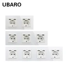 Настенная розетка стандарта ЕС UBARO с USB-разъемом, электрическая розетка с панелью из закаленного хрусталя, 100-250 В, благоустройство дома