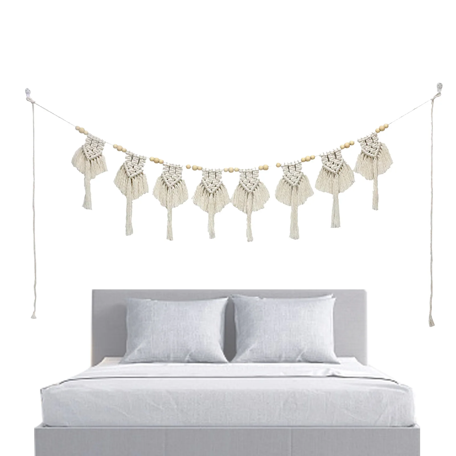 

Macrame Fringe Woven Tapestry Wall Decor Chic Boho Cotton Rope Tapestry Hand Woven Wall Tapestry For Bedroom Living Room Home