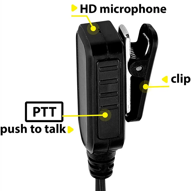 Earpiece with Mic 2 Pin D Shape Two Way Radio Headset for RT22 RT21 H-777 RT68 RT19 H-777S RT22S Baofeng UV-5R Arcshell(2 Pack)