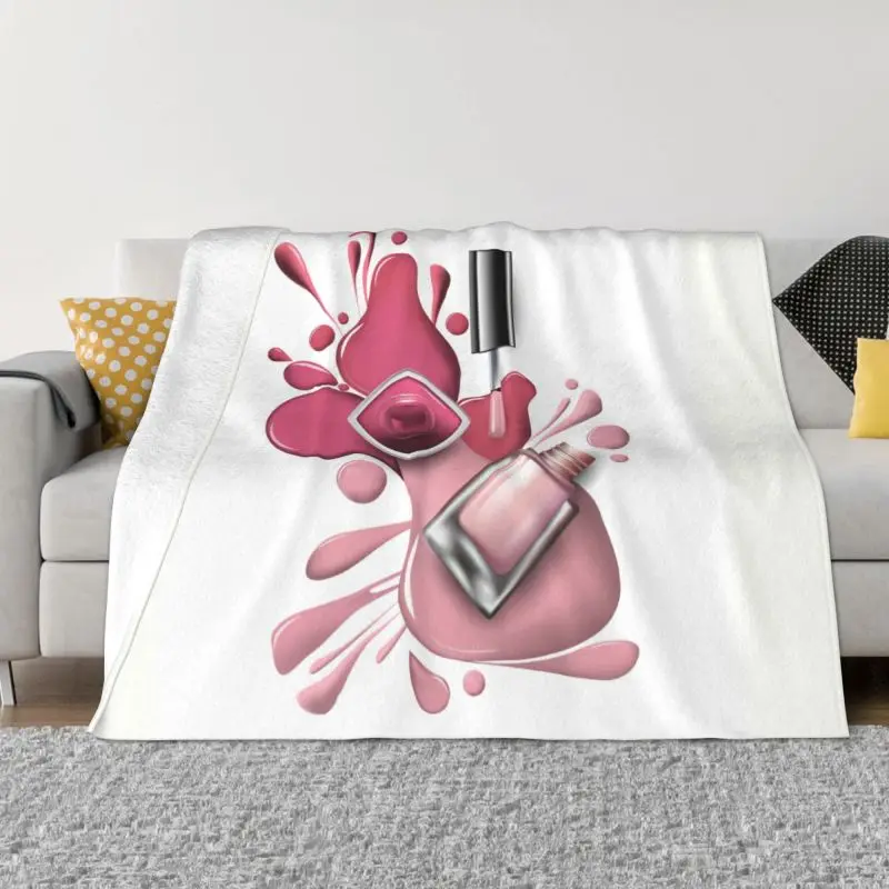 

Fashion Nail Polish Cosmetics Blanket Warm Fleece Soft Flannel Manicurist Throw Blankets for Bed Couch Car Autumn