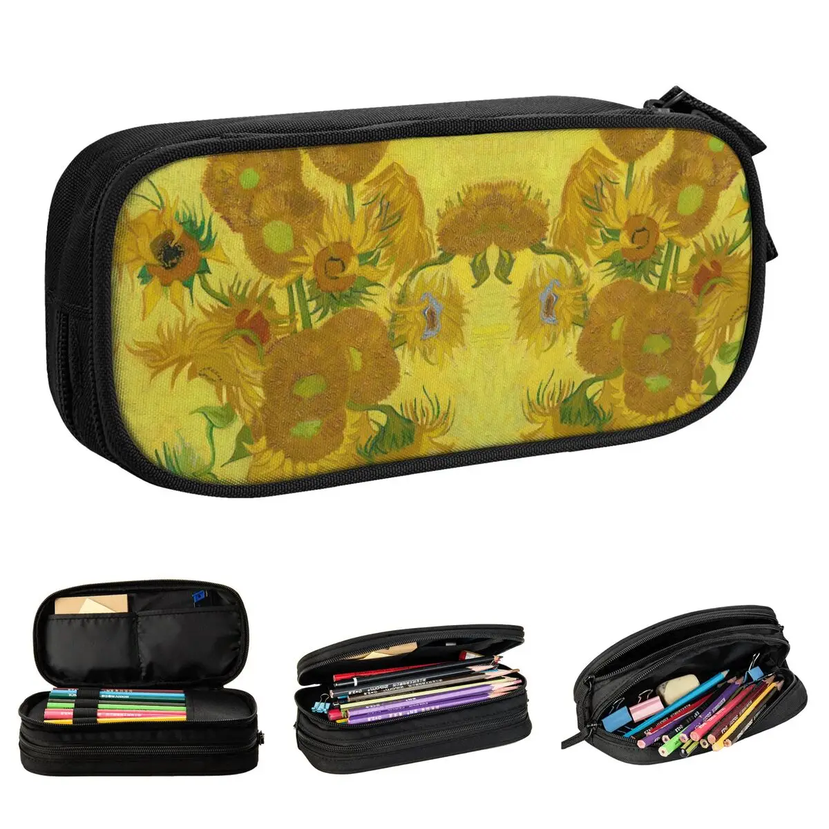 

Van Gogh Sunflower Best Original Painting Pencil Cases Fine Art Pencilcases Pen Box Kids Large Storage Bag School Stationery