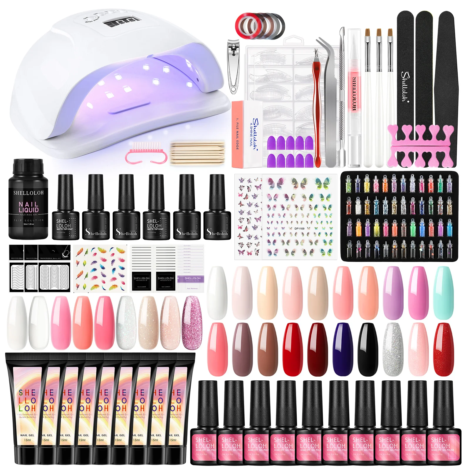 

Poly Nail Extension Gel Set With Nail Drill Machine Gel Nail Polish Set Semi-Permanent UV Varnish Top Base Coat For Manicure Set