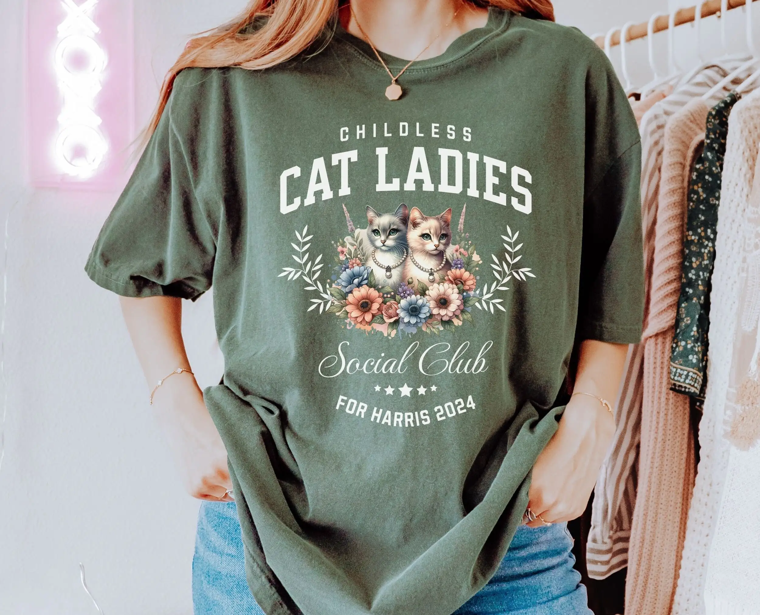 Женская удобная цветная футболка с изображением кота без детей Камала Харрис для