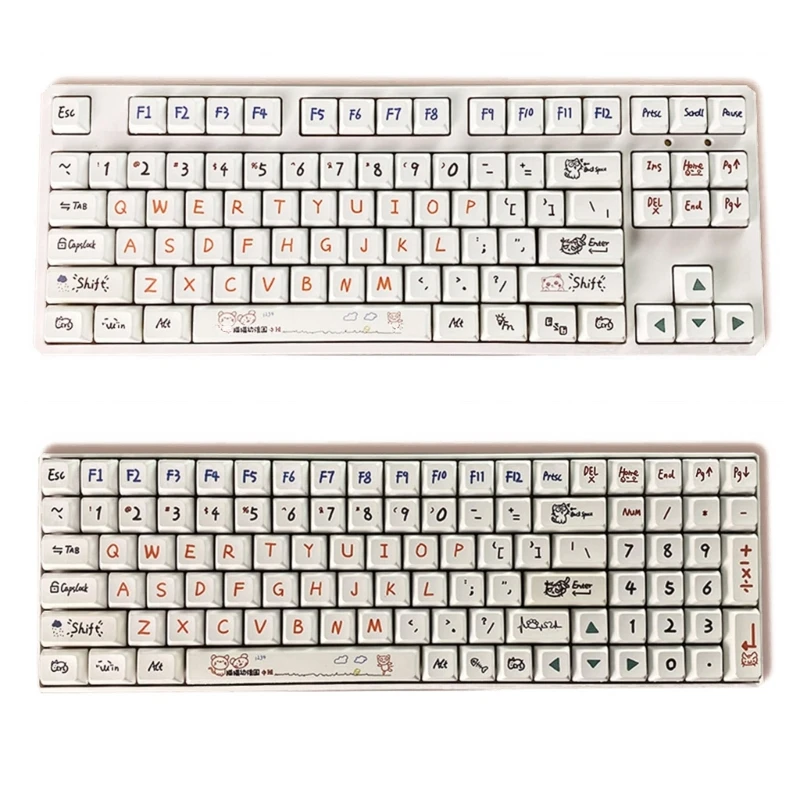 

122 Keys Kindergarten PBT DYE-SUB Keycap XDA Profile Cute Caps for Mechanical Gaming Keyboard Cherry Mx Switch