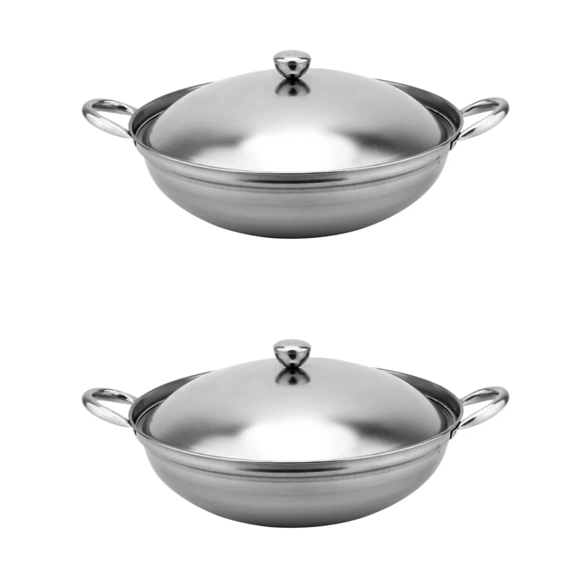 

2 Sets Making Pot Seafood Making Pot Stainless Steel Pan Handle Pot with Lid