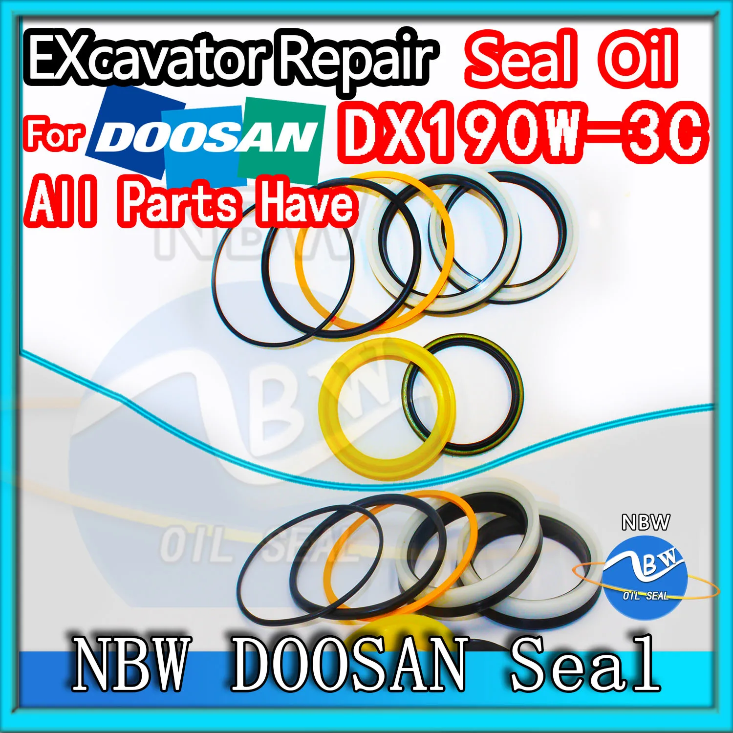 

For Doosan DX190W-3C Excavator Oil Seal Kit High Quality Repair DX190W 3C Parts MOTOR Piston Rod Shaft Replacement Dust Bushing