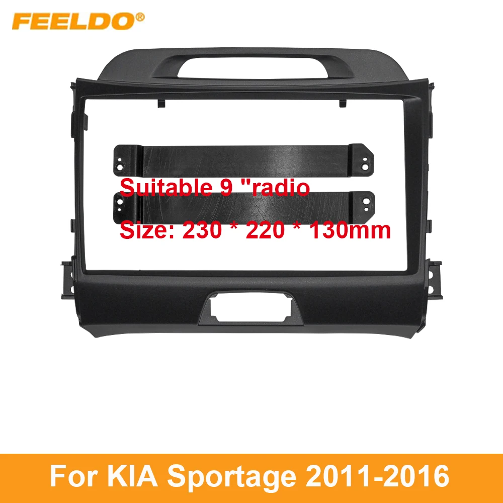 

FEELDO Car Radio Audio 2DIN 9" Big Screen Fascia Frame Adapter For KIA Sportage 11-16 DVD Player Dash Fitting Panel Frame Kit