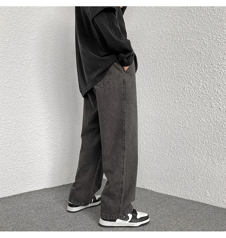 2022 Korea Baggy Wide-leg Jeans Men's Straight Casual Pants Quality Comfortable All-match Trousers Fashion Streetwear M~5XL