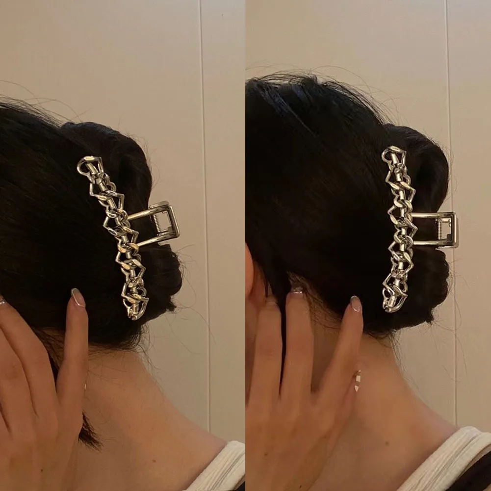 

2022 New Women Fashion Simple Silver Chain Hair Claw Vintage Hair Clips Headband Hairpin Hair Crab Trend Hair Accessories Gifts