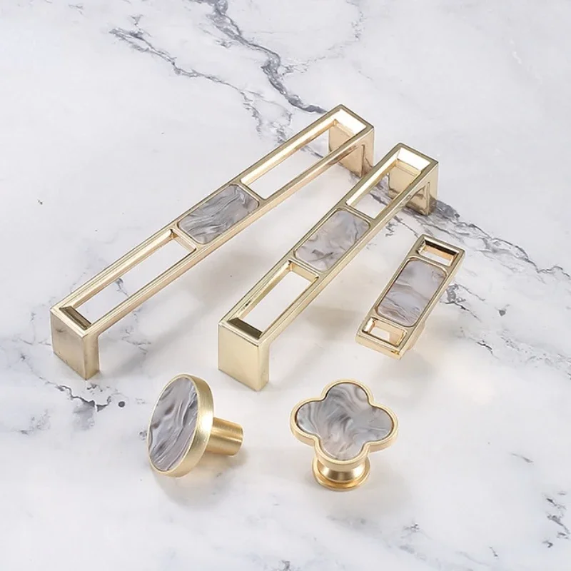 Цинковые ручки для шкафа Aolly простой стиль мраморная ракушка ручка с узором ящика