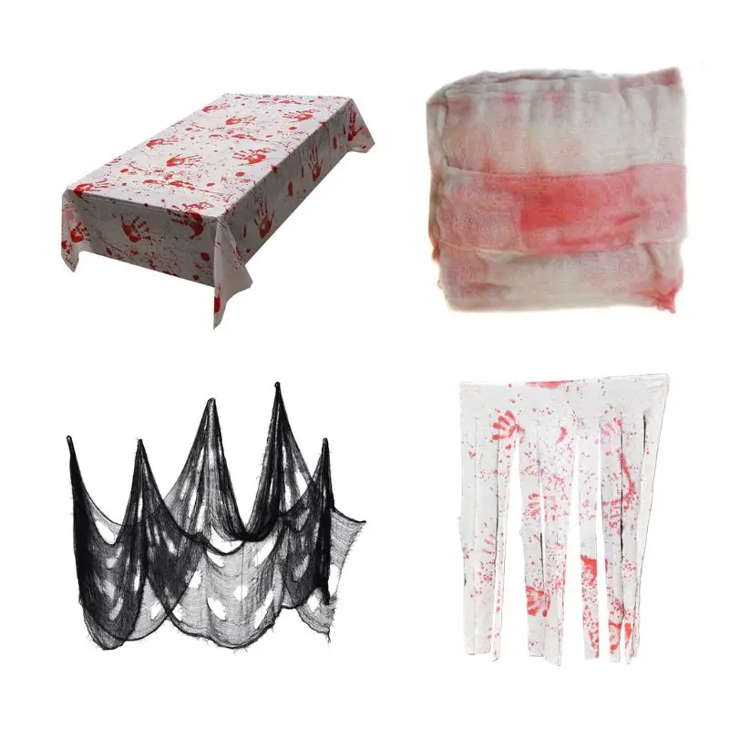 

67JE Halloween Creepy Cloth Decoration Scary Gauze Tablecloth Haunted House Props Tapestry for Party Decorations Outdoor Yard