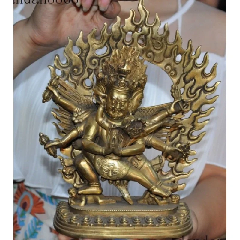 

9-дюймовый Старый тибетский телефон yab-Ням mahakala Vajra Salas