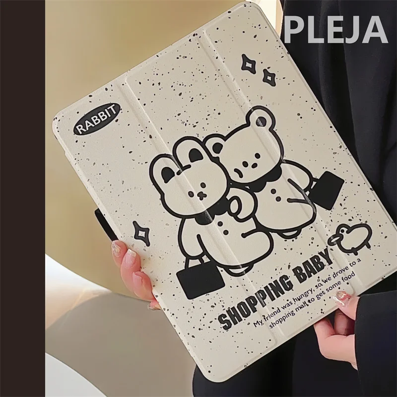 

Защитный чехол с милым медведем для iPad 10 10,9/10,5/9,7/Pro 12,9 11 дюймов 2022 mini 6 Air 5/4, чехол с держателем слота для карандаша