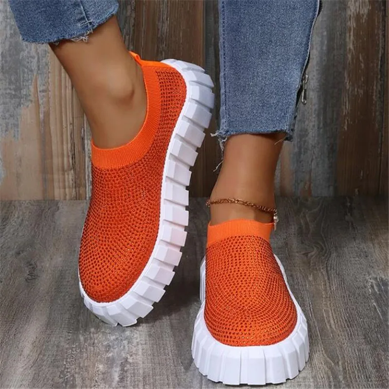 

Large size 43 rhinestones women's shoes autumn new style bottom fashion platform sneakers women casual breathable women's shoes