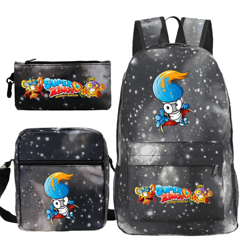 

SUPER ZINGS Three Backpack Set Children's Anime Waterproof Schoolbag Children's Schoolbag Satchel Pencil Case Combination Gifts