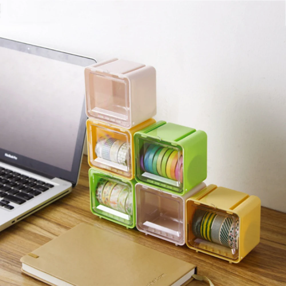 

1pc Washi Tape Dispenser Desktop Storage Box Masking Tape Dispenser Sundries Holder Box Stationery Organizer Office Supplies