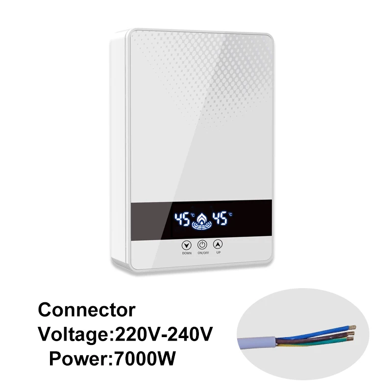 

Мгновенный электрический безрезервуарный водонагреватель для душа, ванной комнаты, ванны, водонагреватель 220 В, 7000 Вт, автоматическая температура, бытовой отель