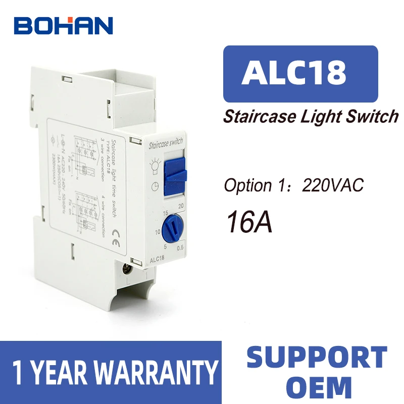 

Din rail Staircase Lighting Timer Switch timer relay 220VAC 16A used for corridor lighting Mechanical Din Rail timer ALC18
