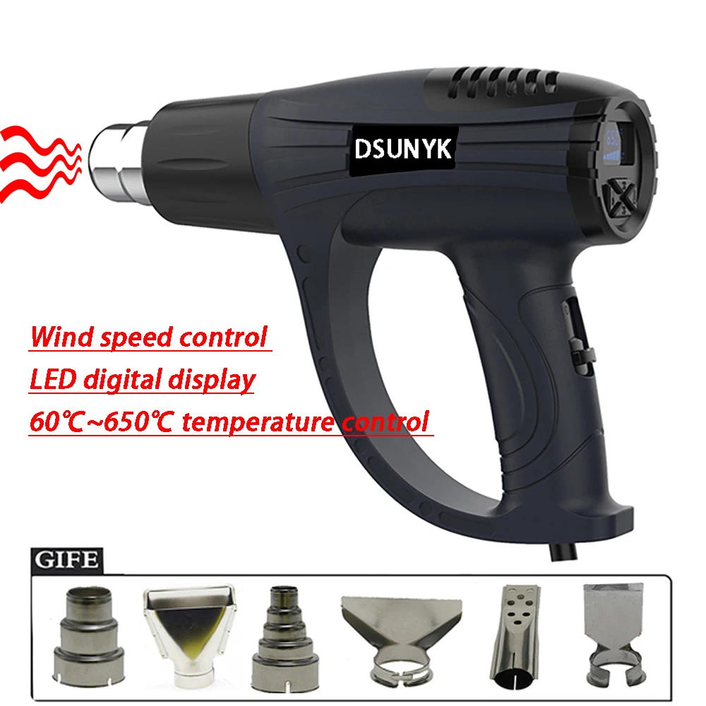 

2000W LCD Display Heat Gun Hot Air Gun for Soldering Thermal Blower Heat Shrink Industrial Hair Air Dryer Shrink Wrapping Tools