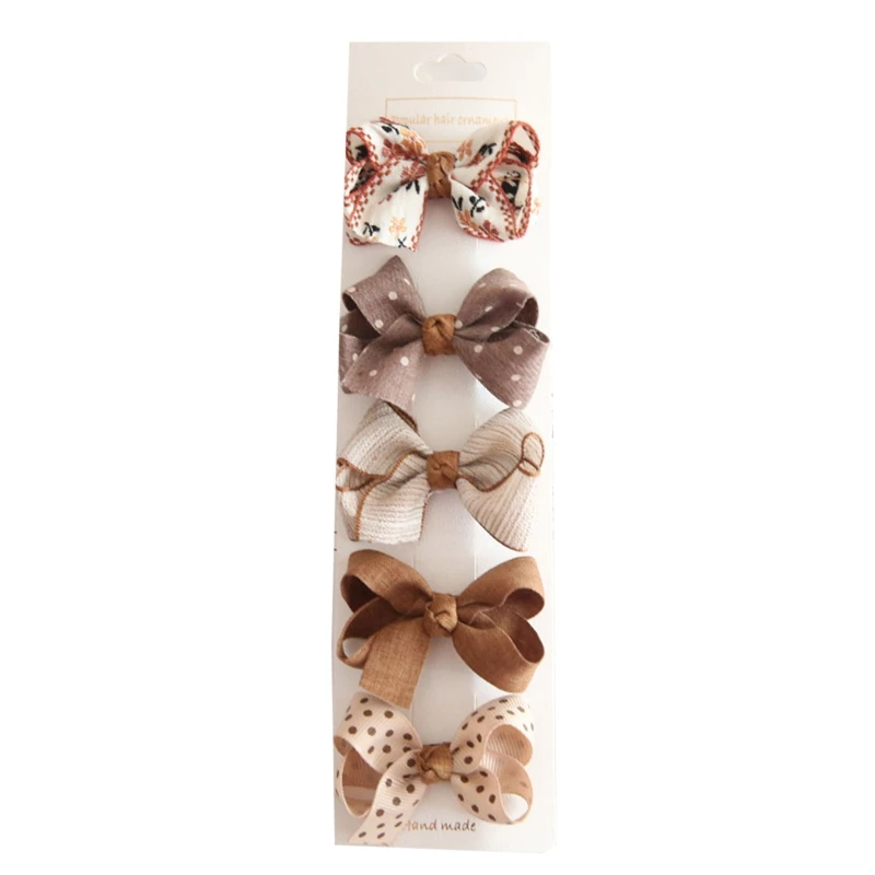 

5PCS Children Hair Clips Girl's Bowknot Hairpins Cute Floral Plaid Dot Baby Hairpin Kids Barrettes Birthday Gift