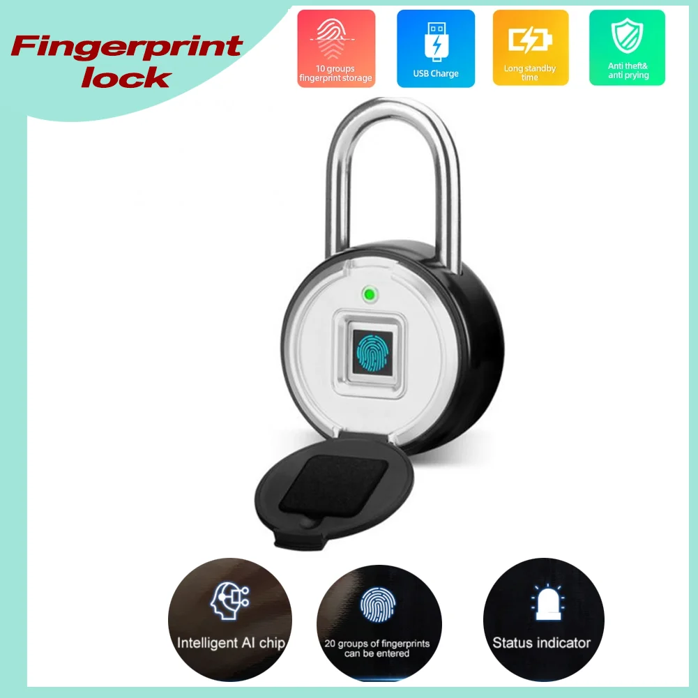 

Smart Fingerprint Padlock Smart Small Lock Dormitory Cabinet Lock Password Fingerprint Anti-theft Lock Gym Fingerprint Lock