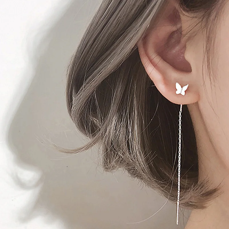 

Fashion Butterfly Earrings For Women Trend Golden Long Tassel Drop Stud Earring Ear Rings Gift For Girl Female Jewelry