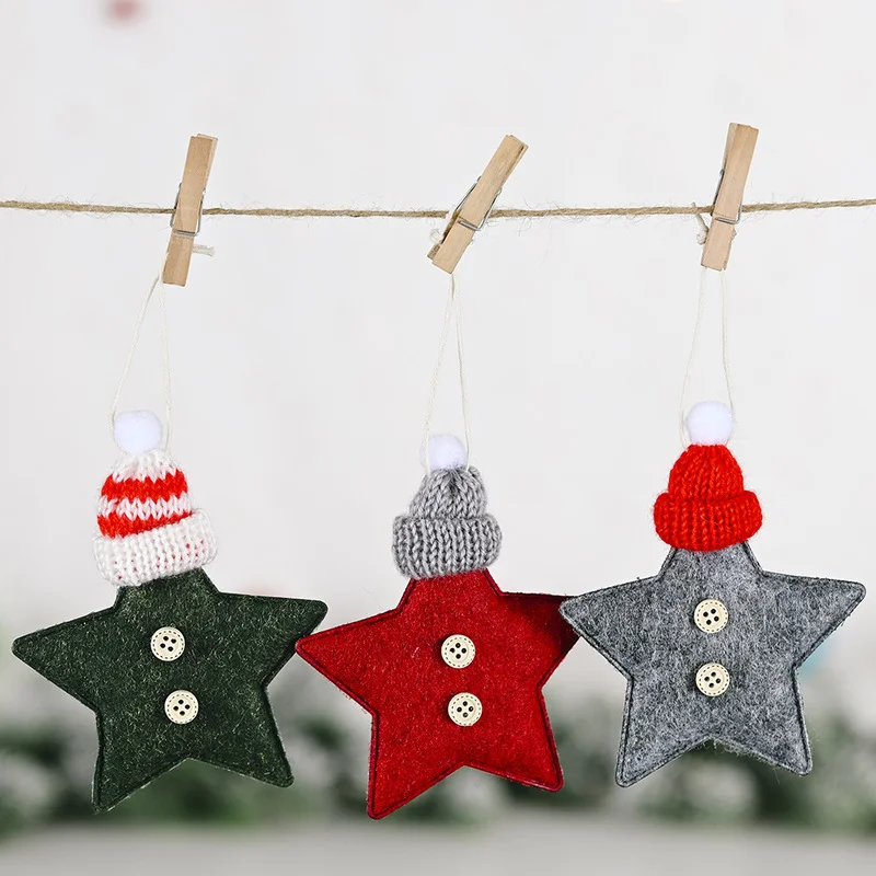 

Рождественская вязаная шапка пятиконечная звезда кулон войлочная звезда Рождественская елка украшение для дома Новогодние рождественски...