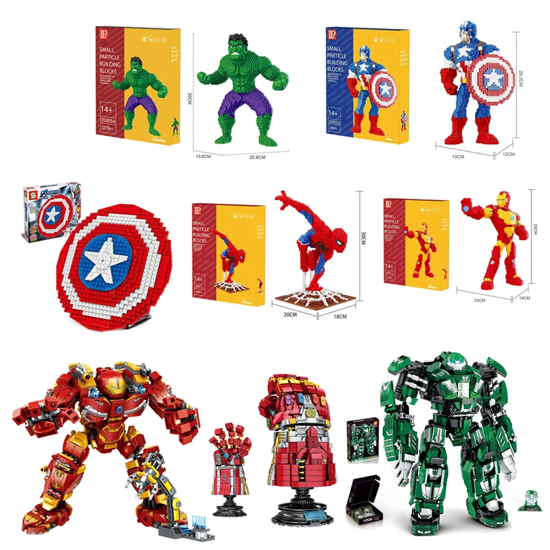 

Marvel Avengers Spider-Man / Thanos Gloves / Iron Man / Building Blocks Splicing Children's Educational Toys Christmas Gift