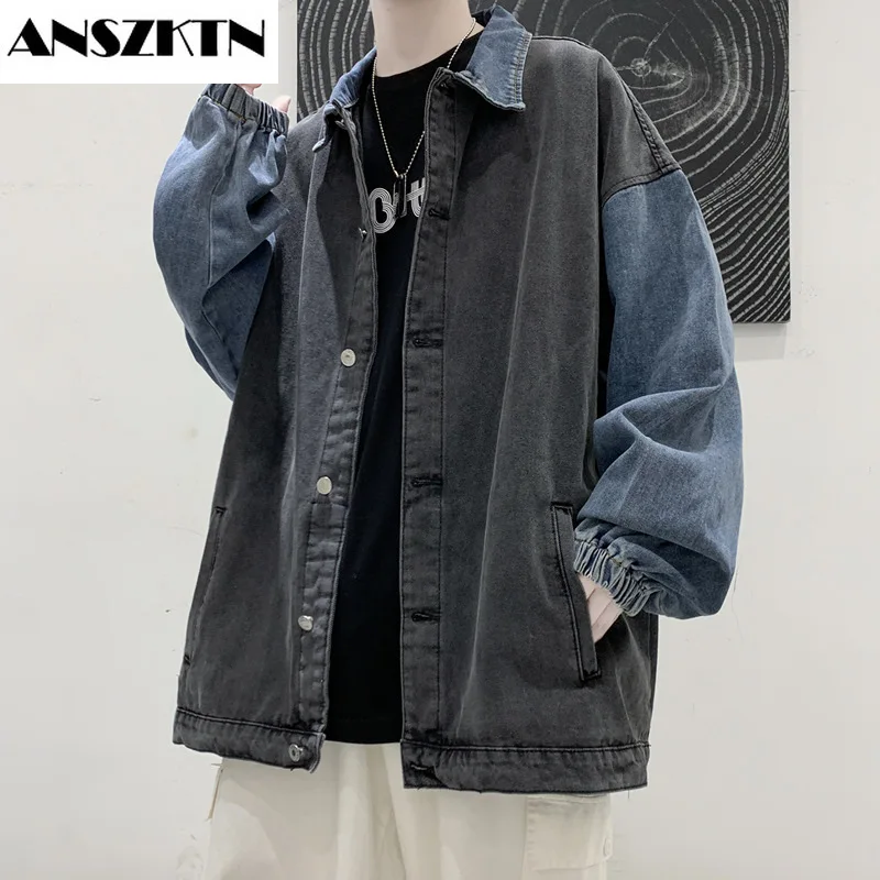 

ANSZKTN Teenagers 2021 fashion denim jacket Korean version loose student fashion casual top INS Port wind jacket men